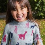 Kids merino jumper with pink alpaca print