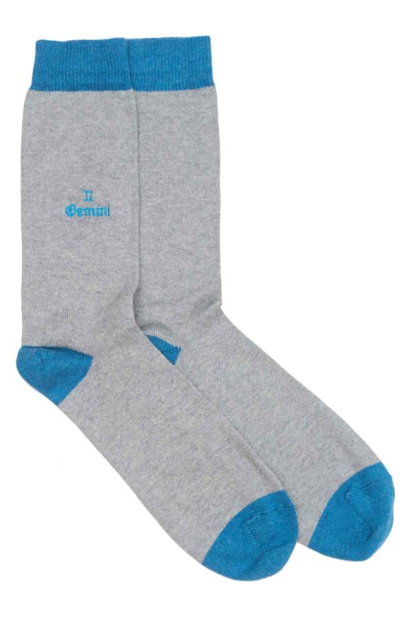 Zodiac Grey Cotton Socks Made in Britain Gemini
