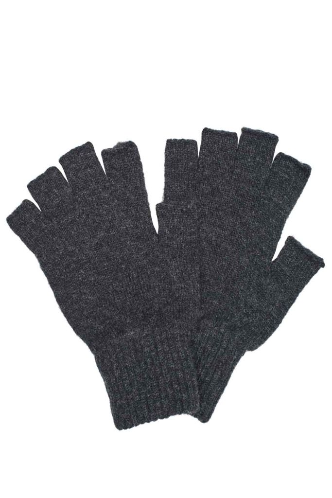 charcoal lambswool fingerless gloves