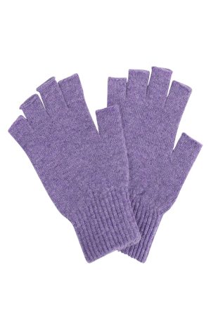 Unisex Lilac Lambswool Fingerless Gloves - Made in Britain
