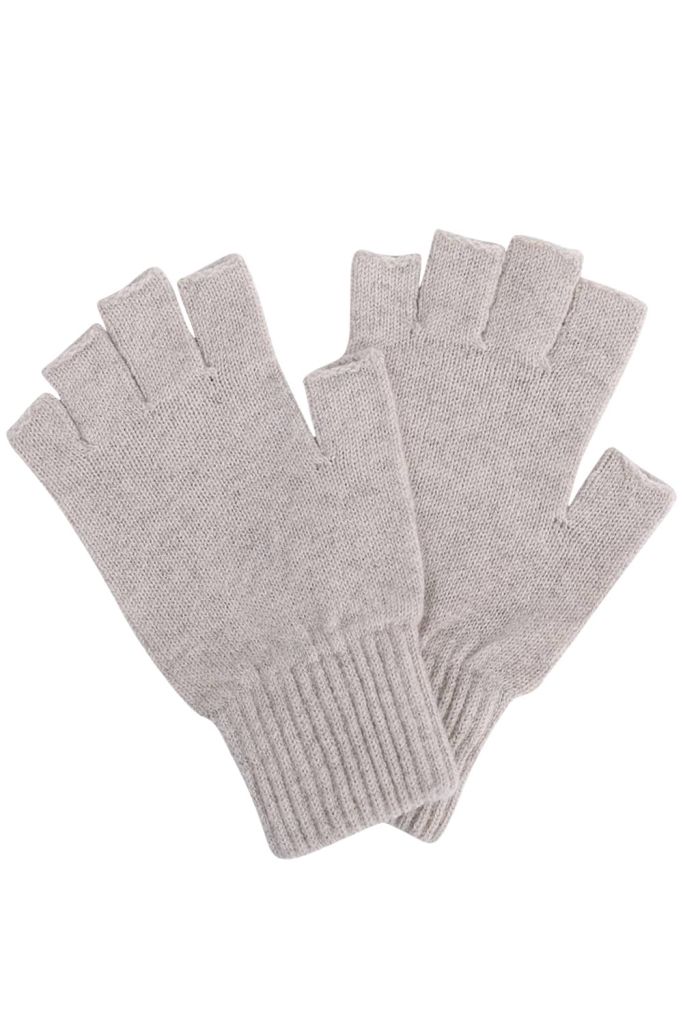 Fingerless Lambswool Gloves Clay Melange - British Made