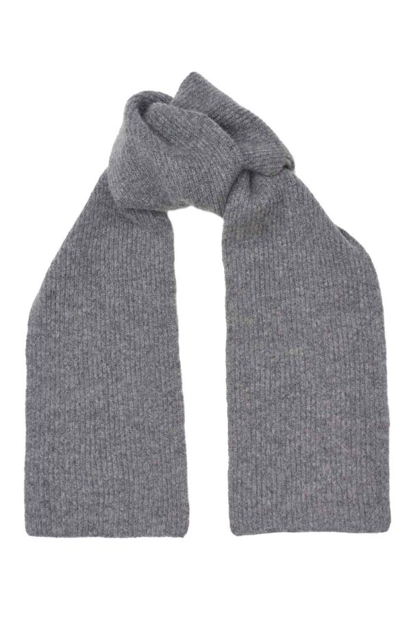 Kids lambswool Grey Melange rib scarf