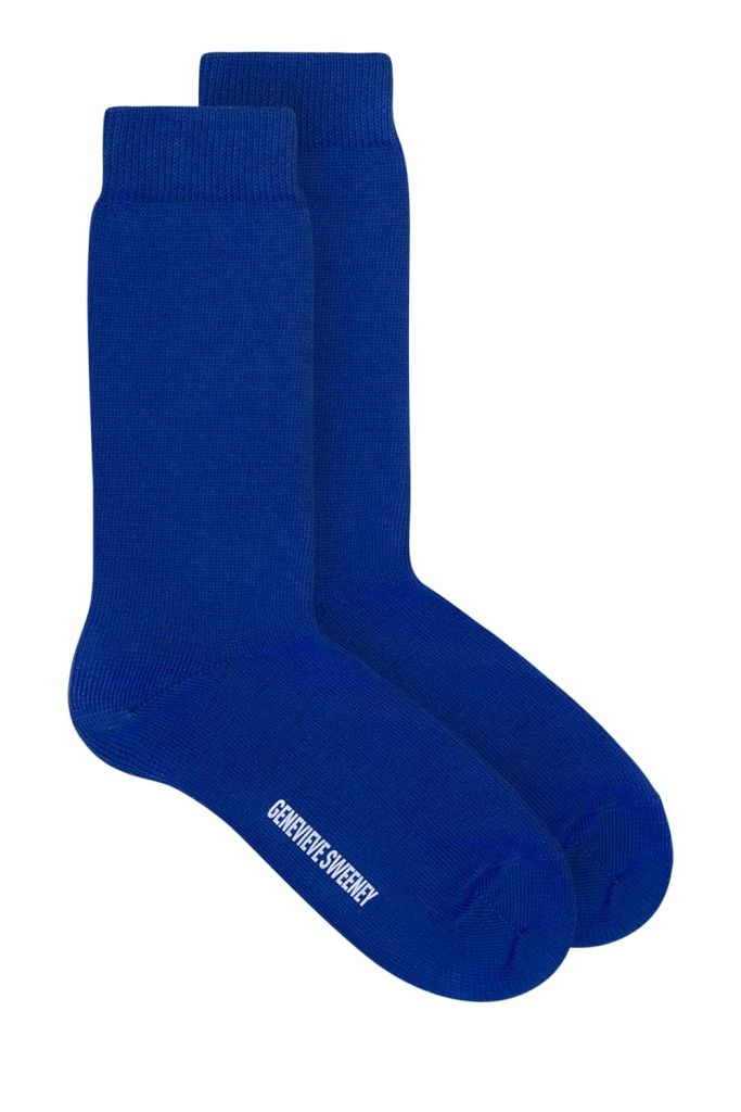 Unisex luxury organic cotton cobalt blue socks - Made in Britain