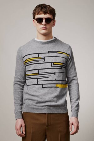 Linton Mens Cashmere Sweater Grey - British Made