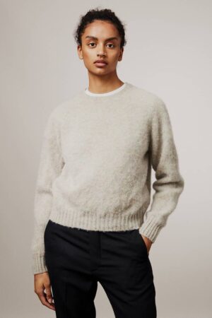 Leslie Brushed Wool Sweater Pearl - British Made