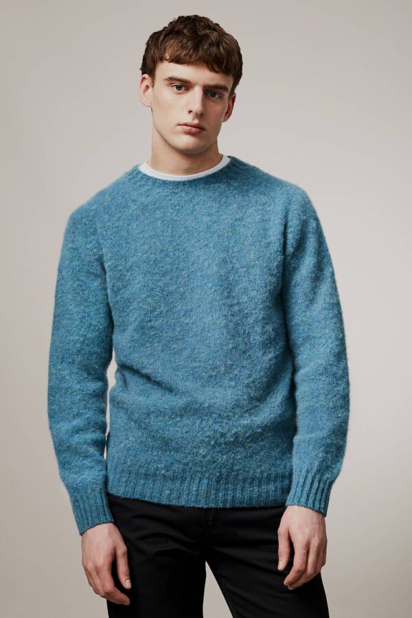 Lunan Brushed Wool Sweater Azure Blue - British Made 2