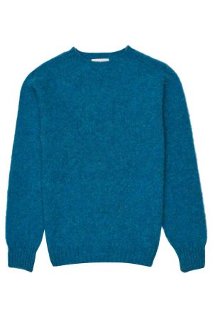 mens brushed wool blue jumper made in Britain