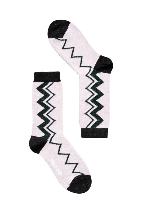 Sigi Sparkly Zig Zag Pink Socks - British Made 2