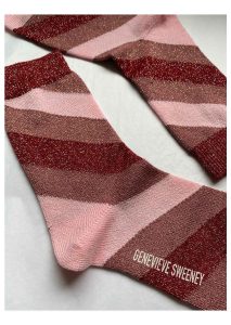 sparkly striped pink socks British made