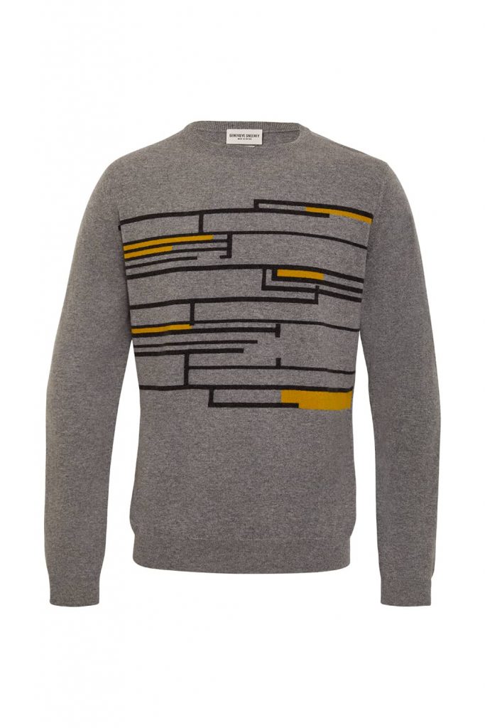 Linton Mens Cashmere Sweater Grey - British Made