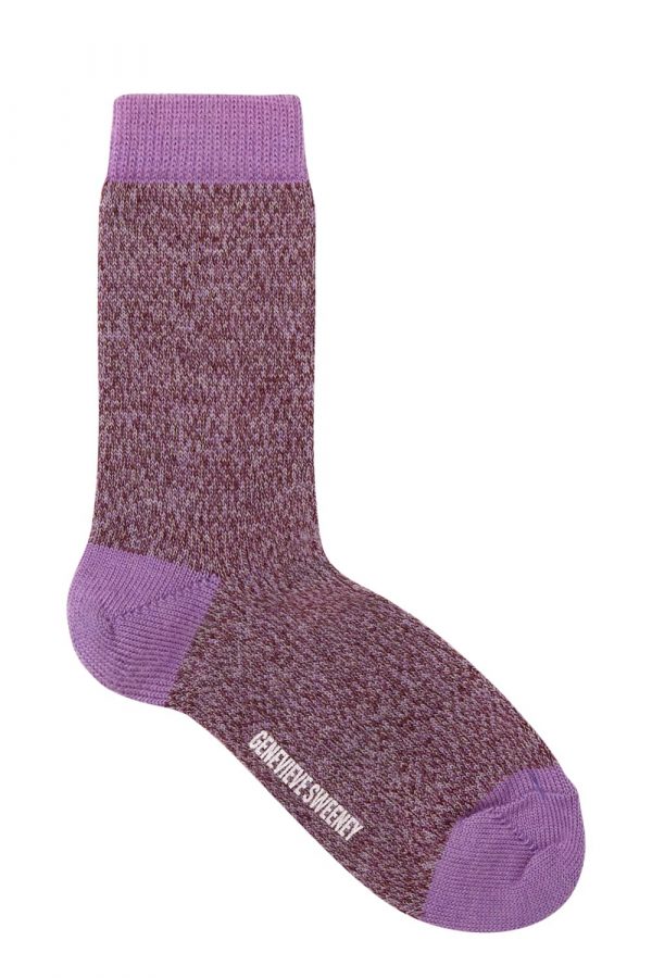 Samar Merino Wool Marl Sock Heather Lilac - British Made 2