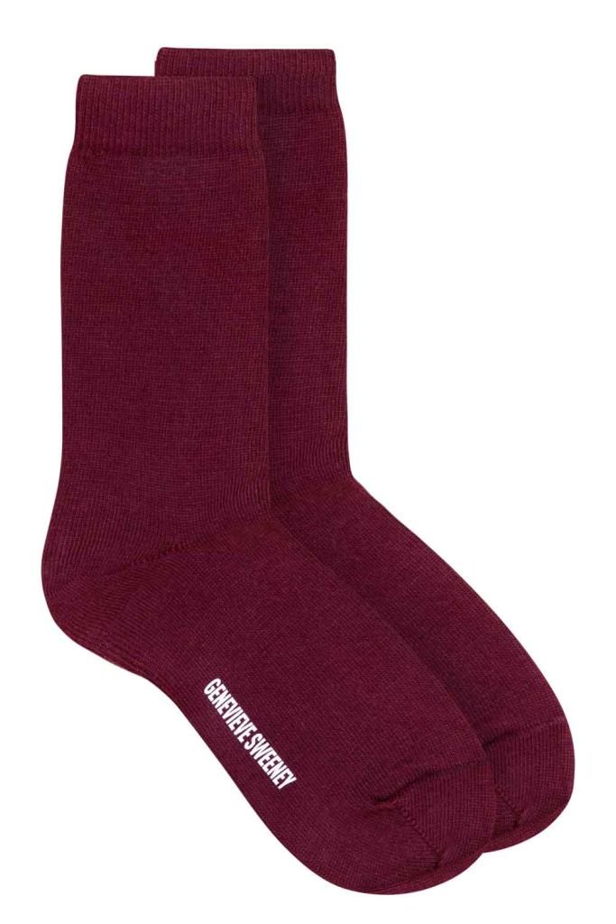 Luxury unisex cotton socks in burgundy -personalised-British made