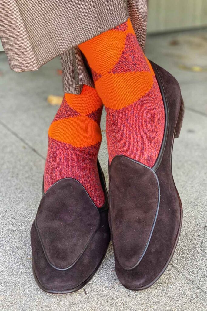 modern argyle mens cotton socks made in Britain