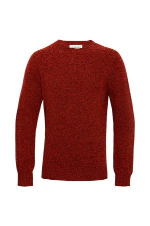 Ellon Lambswool Sweater Orange Marl - British Made