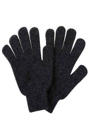 Moss Stitch Lambswool Gloves Charcoal - British Made