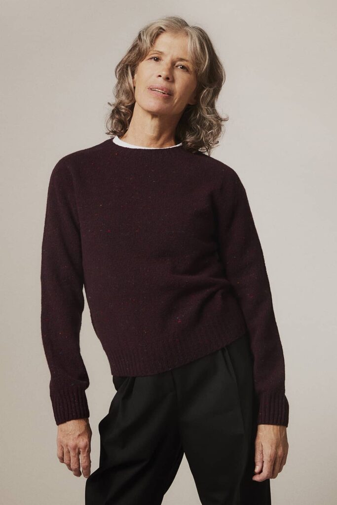 Maud Lambswool Cashmere Sweater Plum - British Made