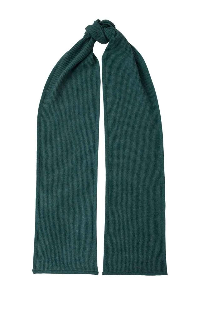 Luxury unisex textured 100% lambswool scarf in hunter green British made