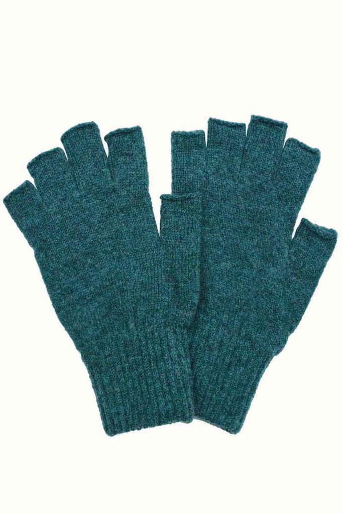 Luxury unisex lambswool fingerless gloves in hunter green - British made