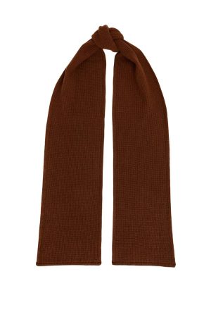 Wool Tweed Ribbed Scarf Dark Navy - British Made 2