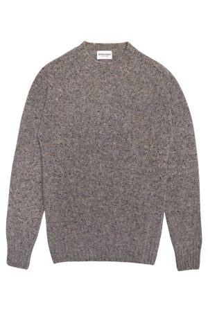 Luxury men's tweed 100% merino wool grey sweater made in Britain