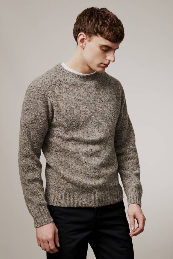 Baile Merino Wool Sweater Tweed Grey - British Made 2