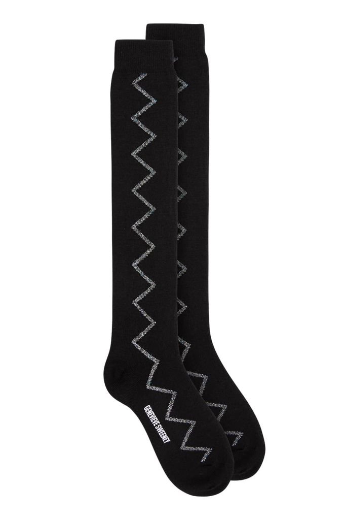 Women's knee high merino wool black socks