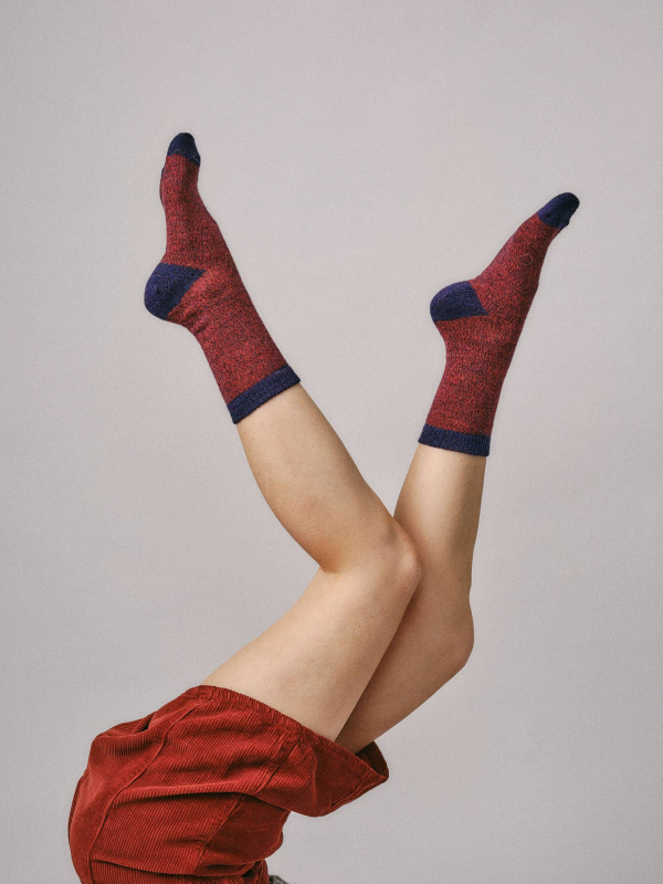 Samar Merino Wool Marl Sock Damson - British Made 2