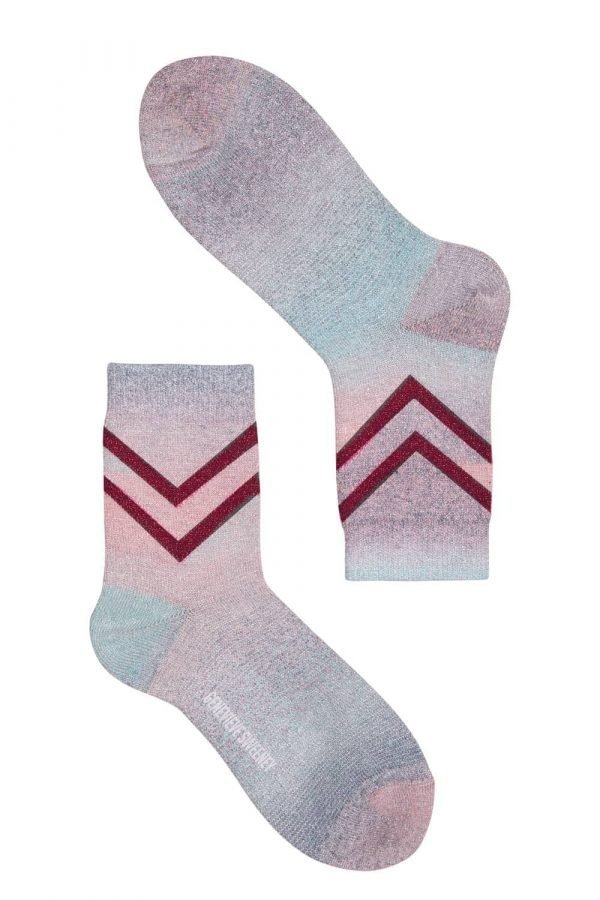 Selina Sparkly Stripe Sock Ombre Pink - British Made 2