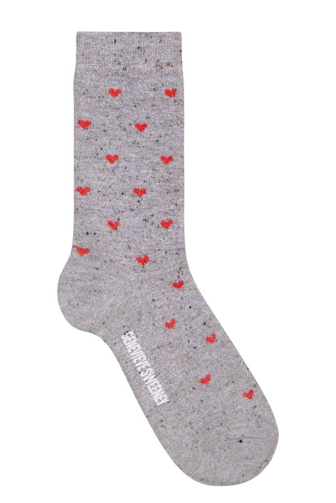 valentines day women's sparkly silver and red hearts ankle socks - Genevieve Sweeney