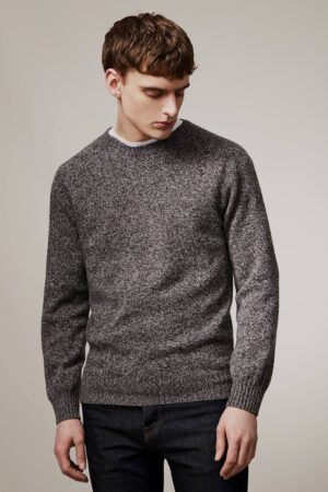 Ellon Lambswool Sweater Charcoal Marl - British Made
