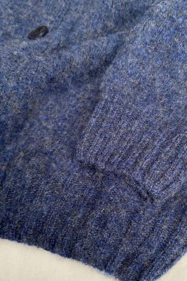 Leven Cardigan Brushed Wool Denim Blue - British Made 3
