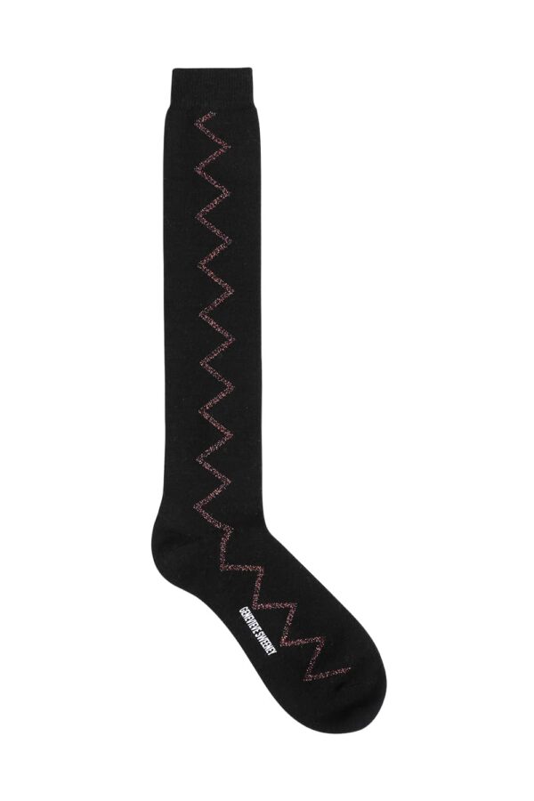 Sia Merino Knee High Black Socks Pink - British Made 2