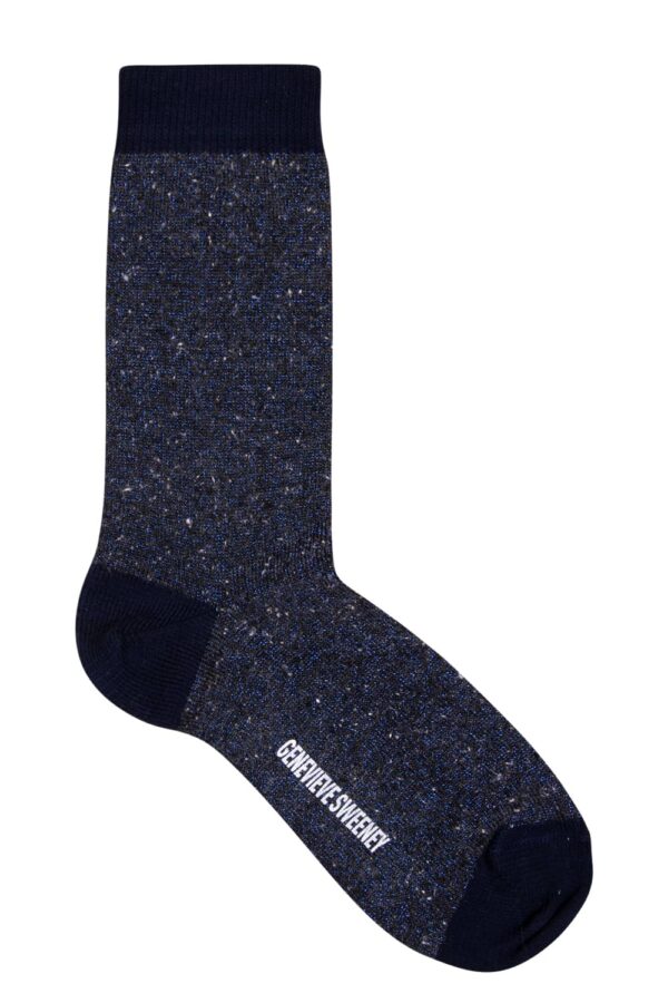Solline Sparkly Sock Silk Tweed Black Blue - British Made 2