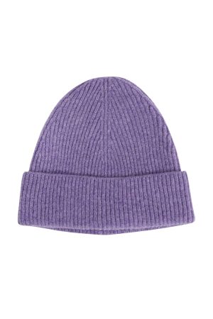 Luxury Unisex Lilac Lambswool Beanie Hat - Made in Britain