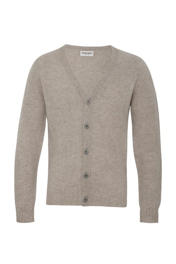 Leven Cardigan Brushed Wool Putty - British Made