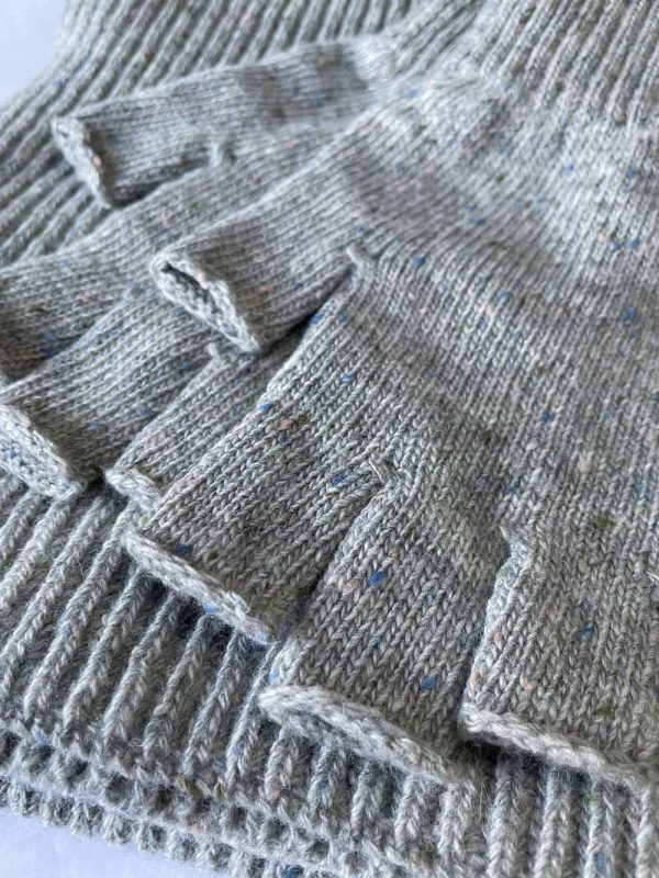 Wool Tweed Ribbed Scarf Light Grey - British Made 2