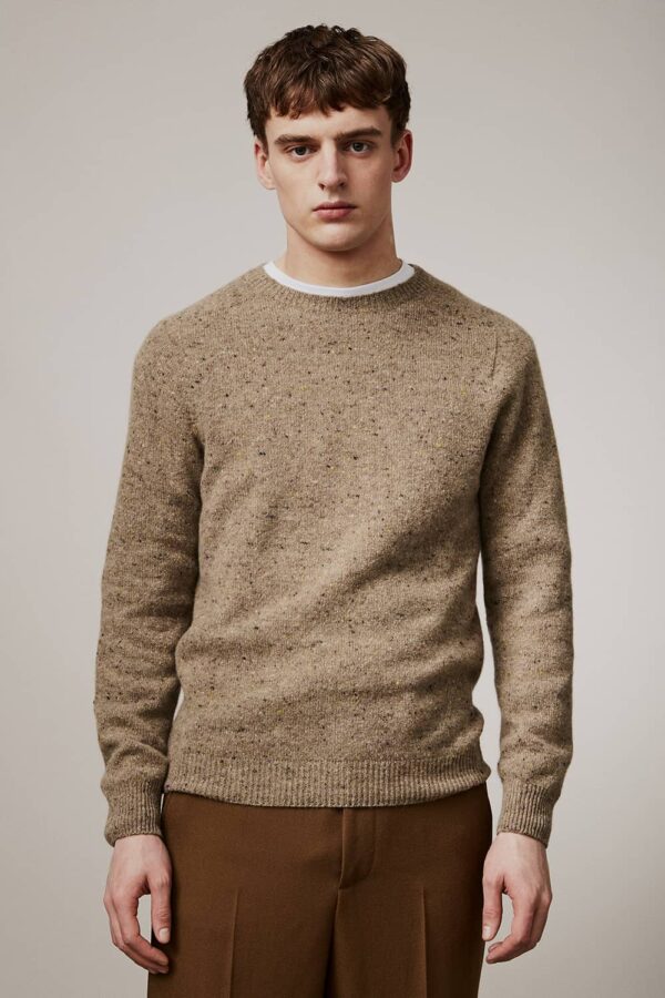 Mauden Lambswool Cashmere Sweater Beige - British Made 4