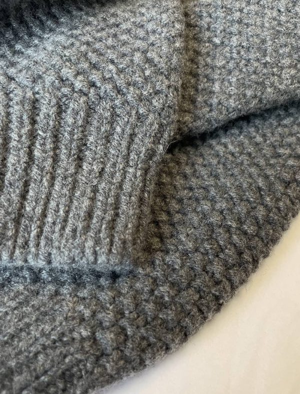 Rora Chunky Moss Stitch Lambswool Roll Neck Sweater Grey - British Made 4