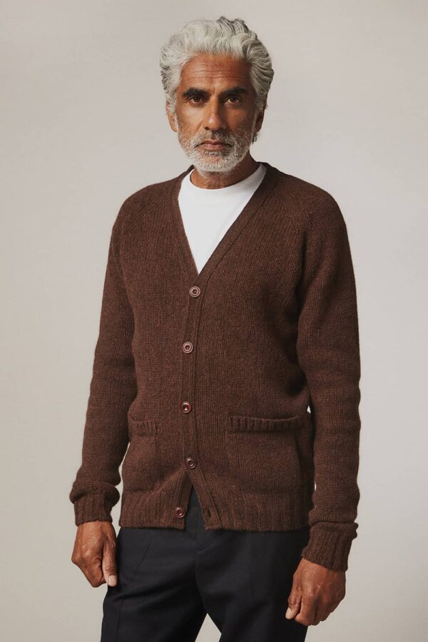 Aven Cardigan Supersoft Wool Coffee - British Made 5