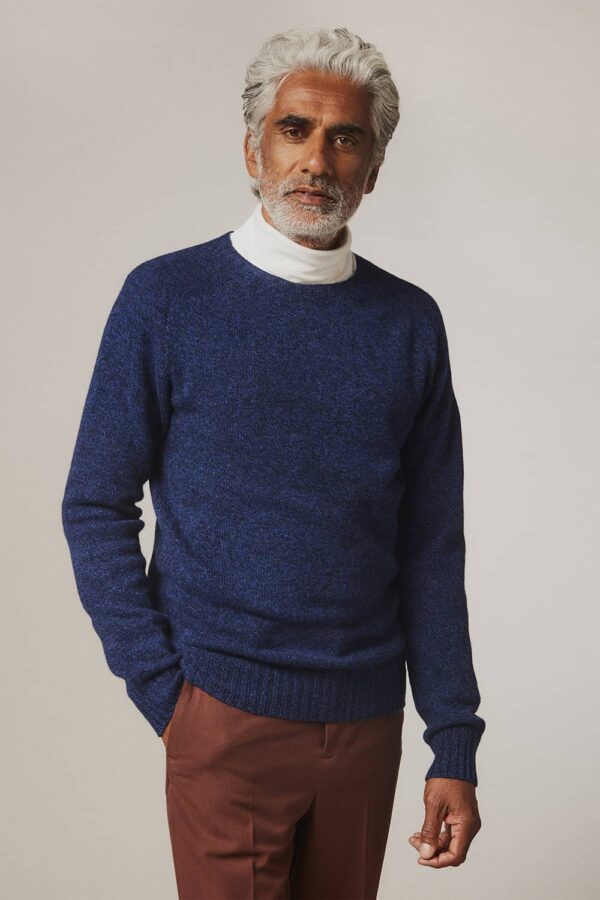 Ellon Lambswool Sweater Indigo Marl - British Made 3