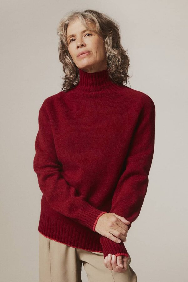 Elsi Lambswool Turtleneck Sweater Red - British Made 2