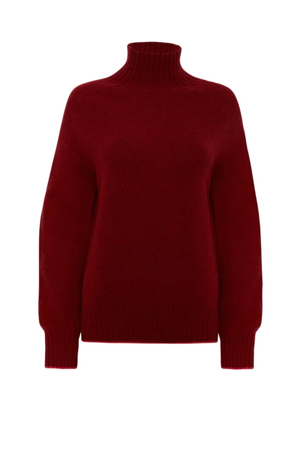 Elsi Lambswool Turtleneck Sweater Red - British Made