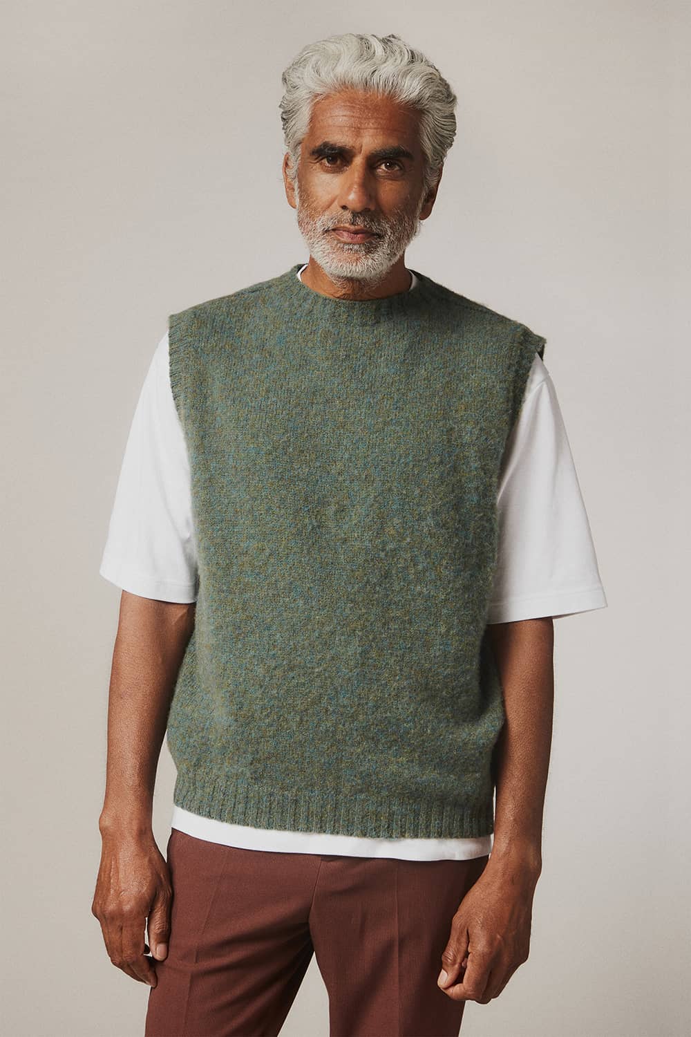 Laide Mens Brushed Wool Knitted Vest Jade