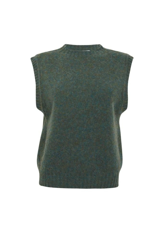 Laide Brushed Wool Knitted Vest Jade Green - British Made