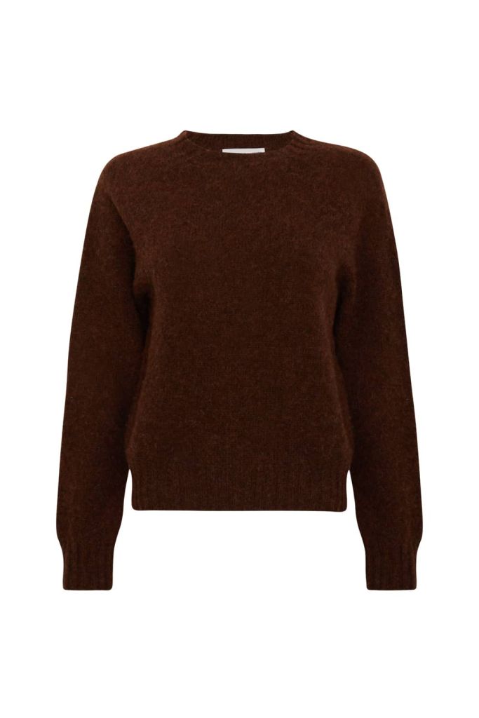 Leslie Brushed Wool Sweater Coffee - British Made