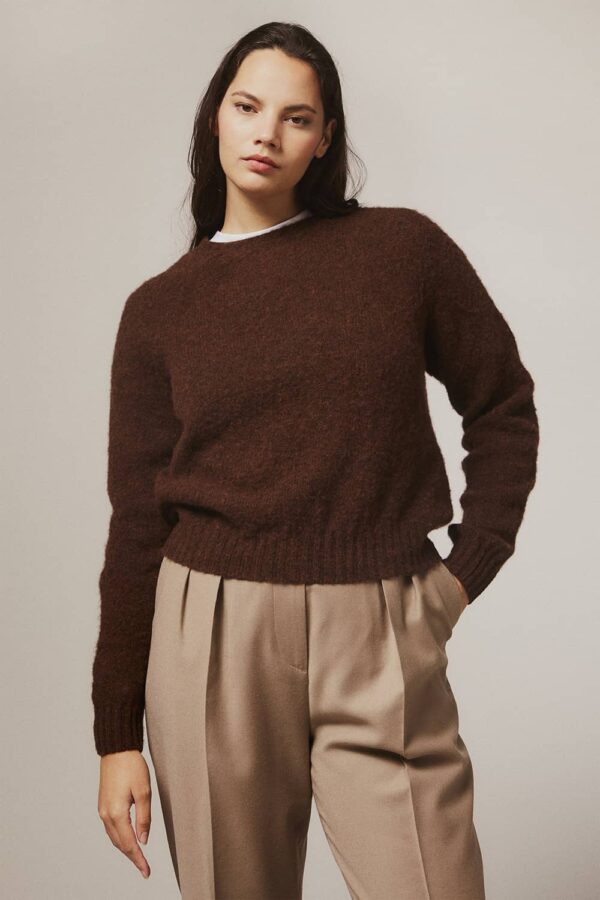 Leslie Brushed Wool Sweater Coffee - British Made