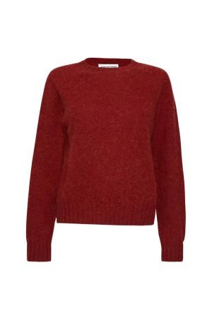 Leslie Brushed Wool Sweater Spiced Red - British Made