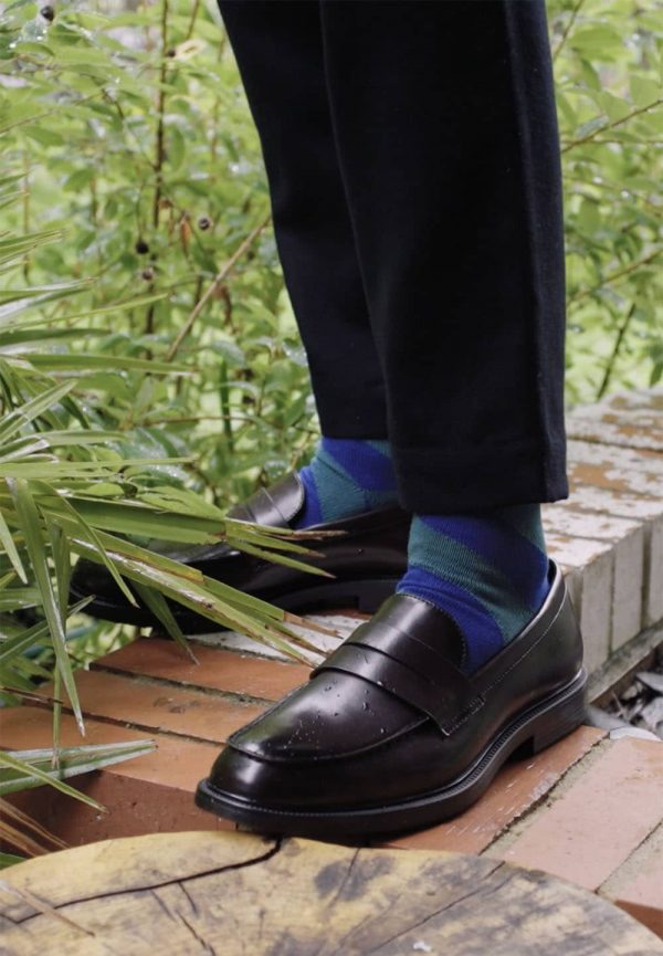 Serora Organic Cotton Stripe Socks Teal - British Made 3