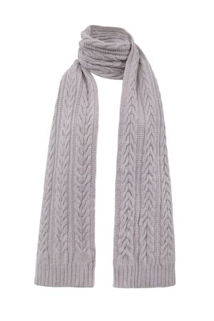 Cable Lambswool Scarf Putty - British Made