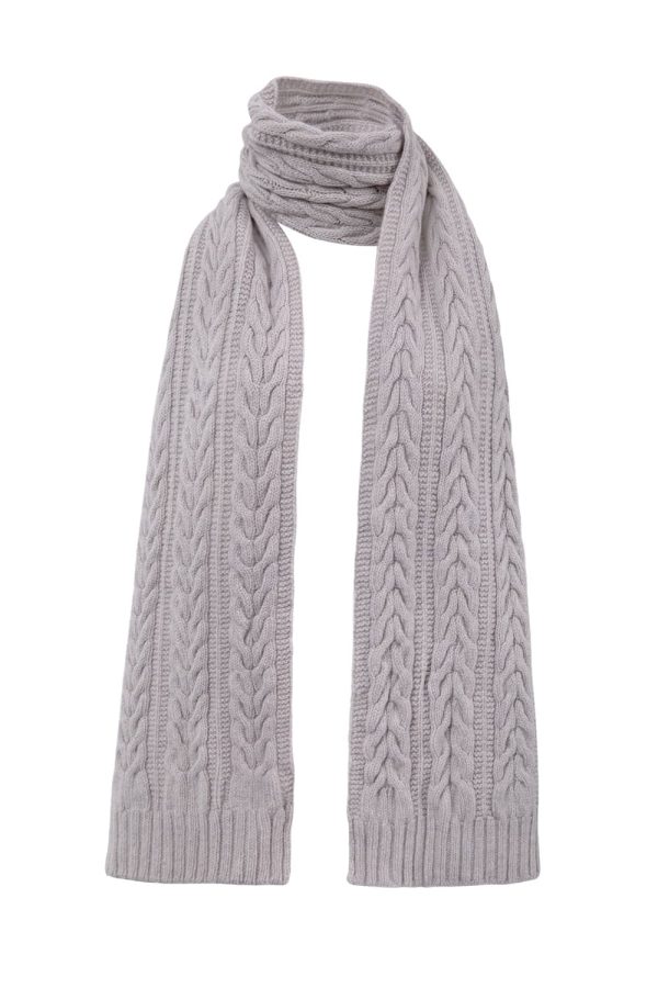 Cable Lambswool Scarf Putty - British Made 3